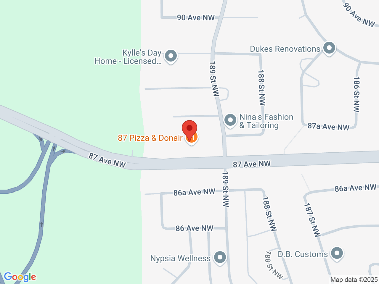 Street map for Cannabis House, 18920 87 Avenue NW, Edmonton AB