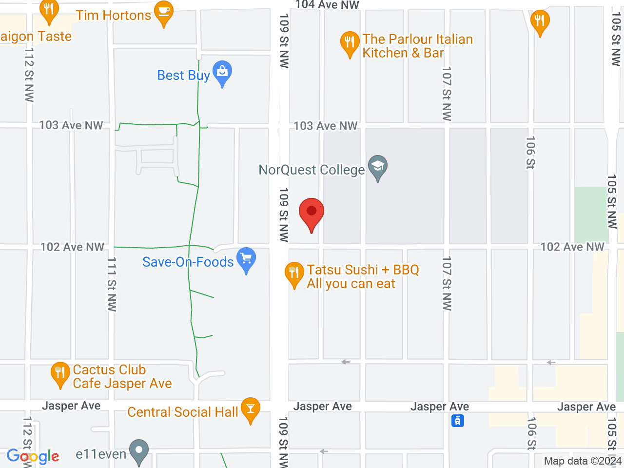 Street map for Cannabis Discounter 102, 10828 102 Ave NW, Edmonton AB