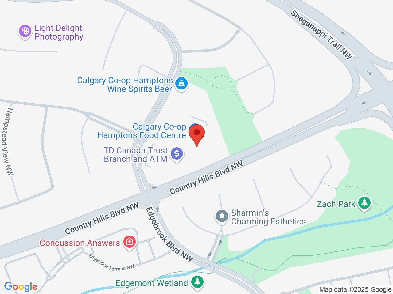 Street map for Co-op Cannabis, 614-1000 Hamptons Dr NW, Calgary AB