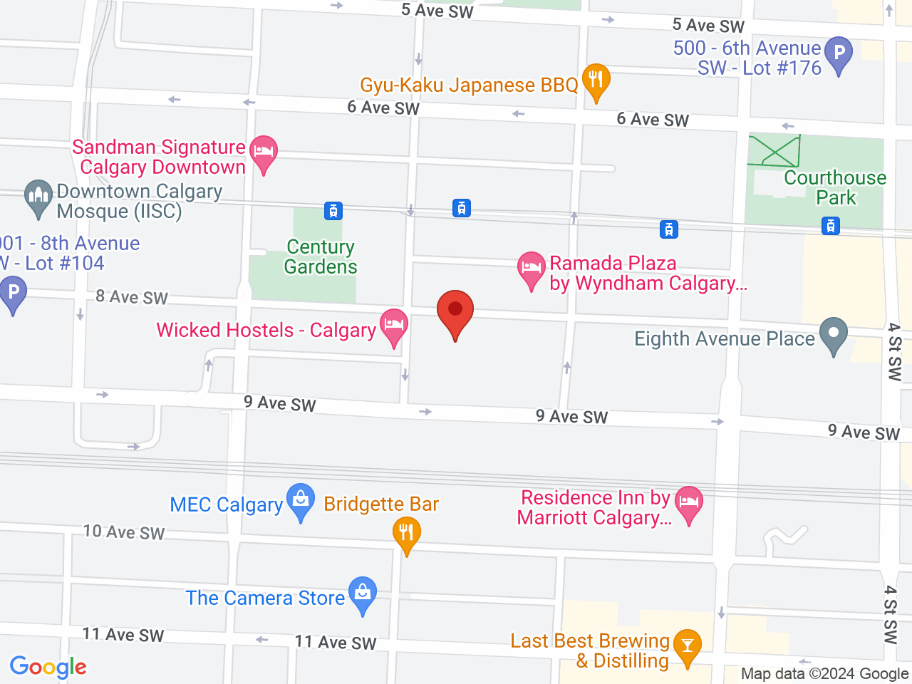 Street map for Delta 9 Cannabis Store, 210-777 8 Avenue SW, Calgary AB