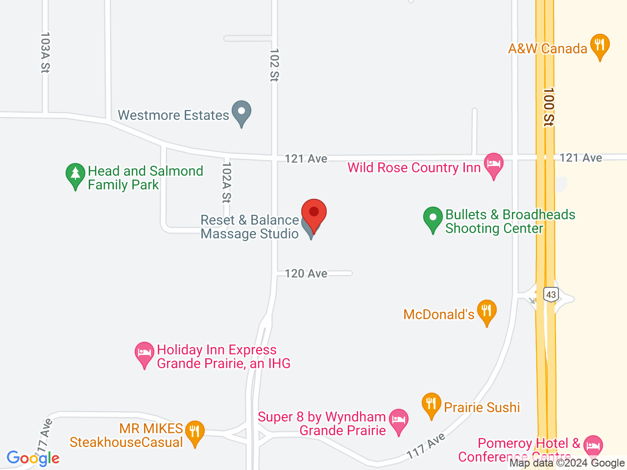 Street map for Delta 9 Cannabis Store, 106-10126 120 Avenue, Grande Prairie AB