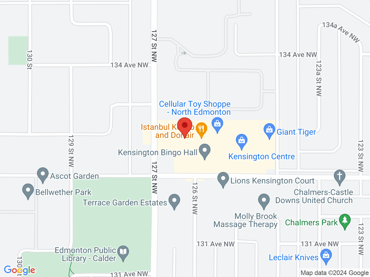 Street map for Delta 9 Cannabis Store, 12620F 132 Avenue NW, Edmonton AB