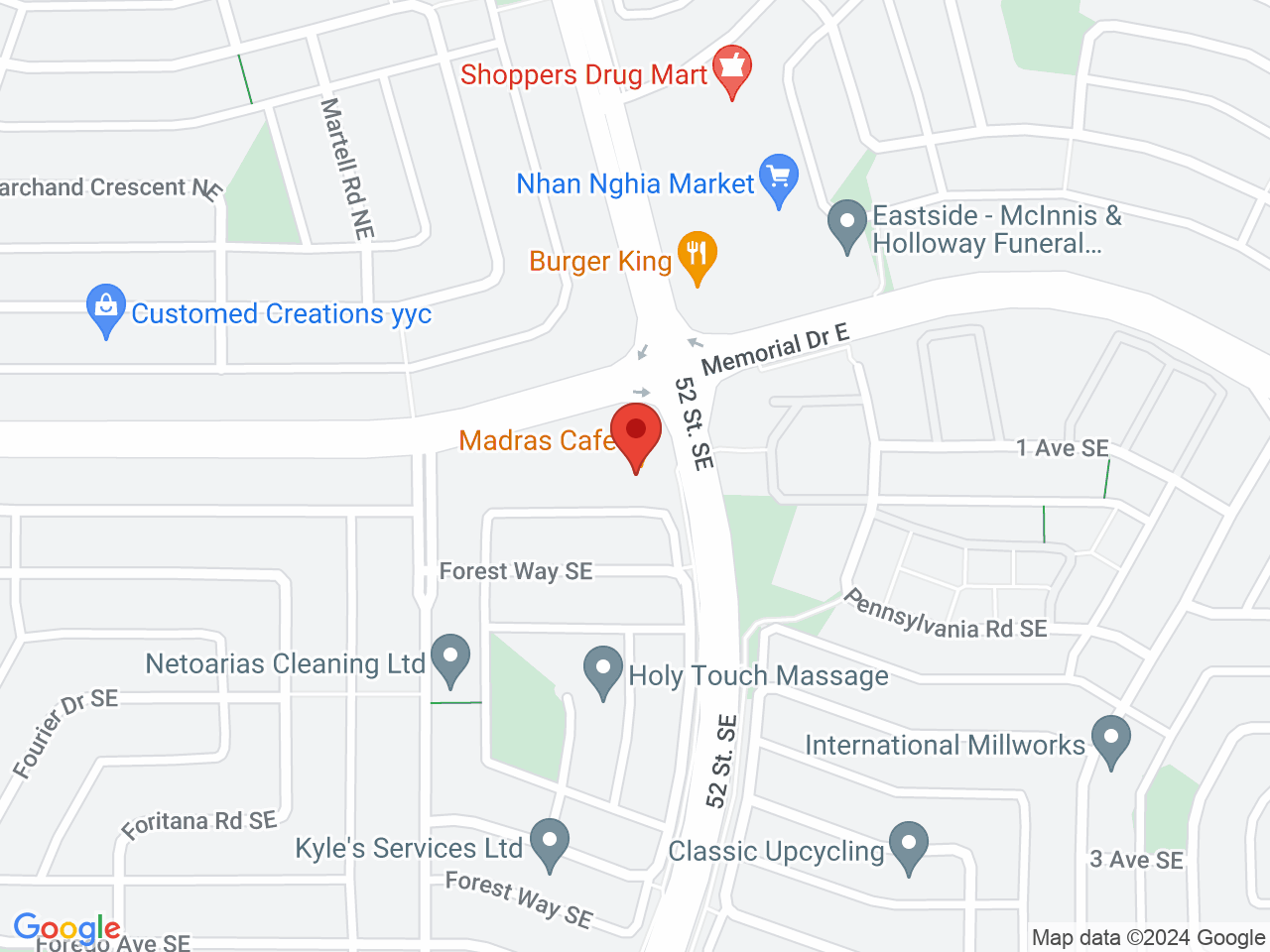 Street map for Leaf Life Cannabis Street Plaza, 175C 52 Street SE, Calgary AB