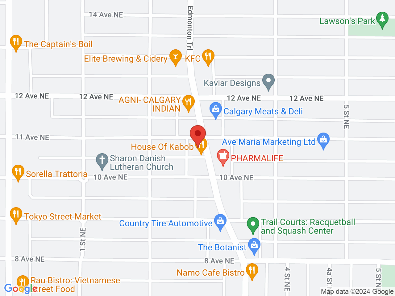 Street map for Mount Kushmore, 329 11 Avenue NE, Calgary AB