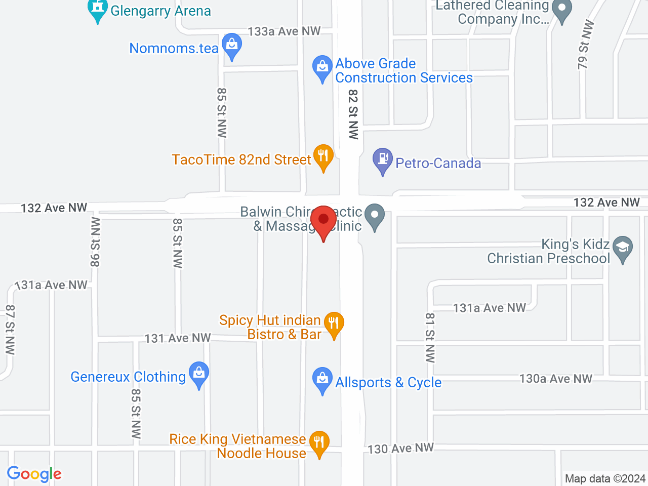 Street map for Mountain Standard Cannabis, 13124 82 Street NW, Edmonton AB