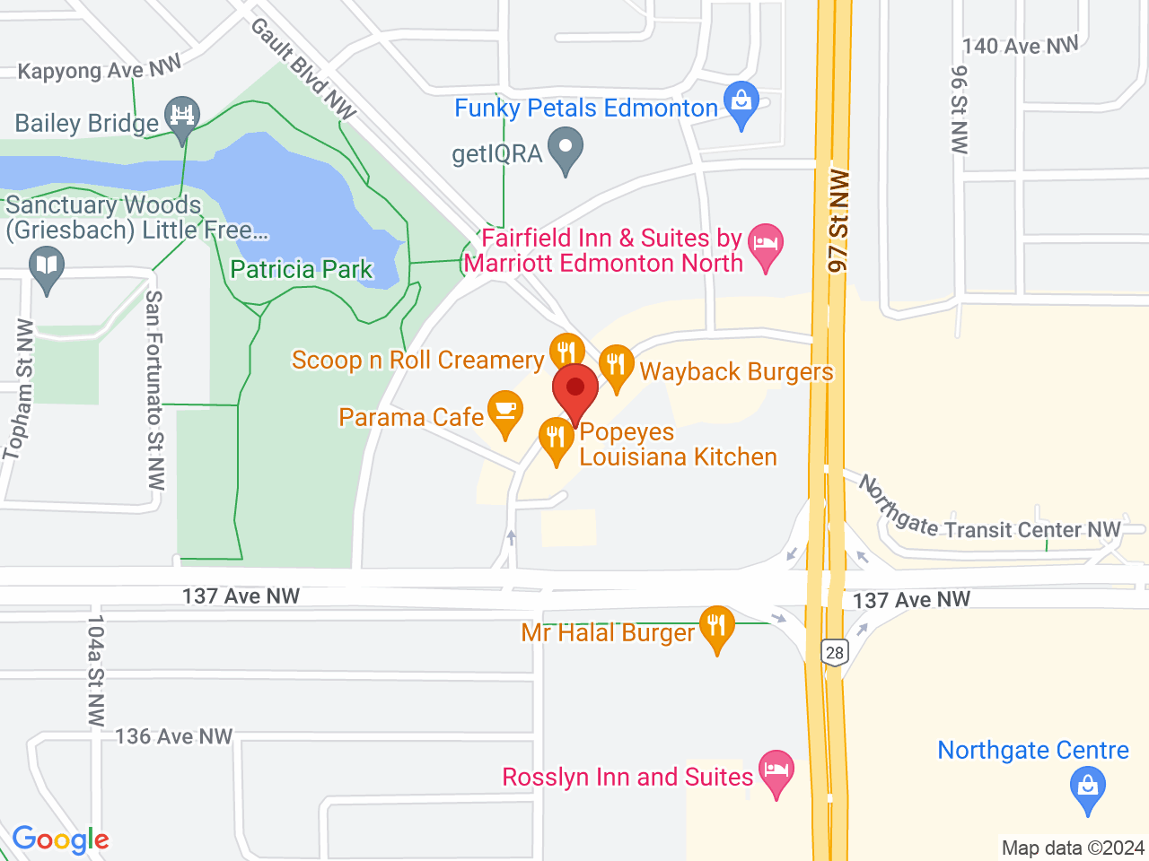 Street map for Value Buds Griesbach, 106-9910 137 Avenue NW, Edmonton AB