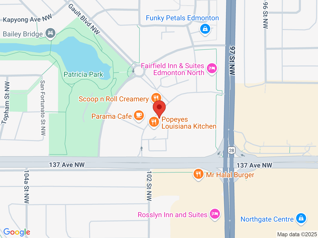 Street map for Value Buds Griesbach, 106-9910 137 Avenue NW, Edmonton AB