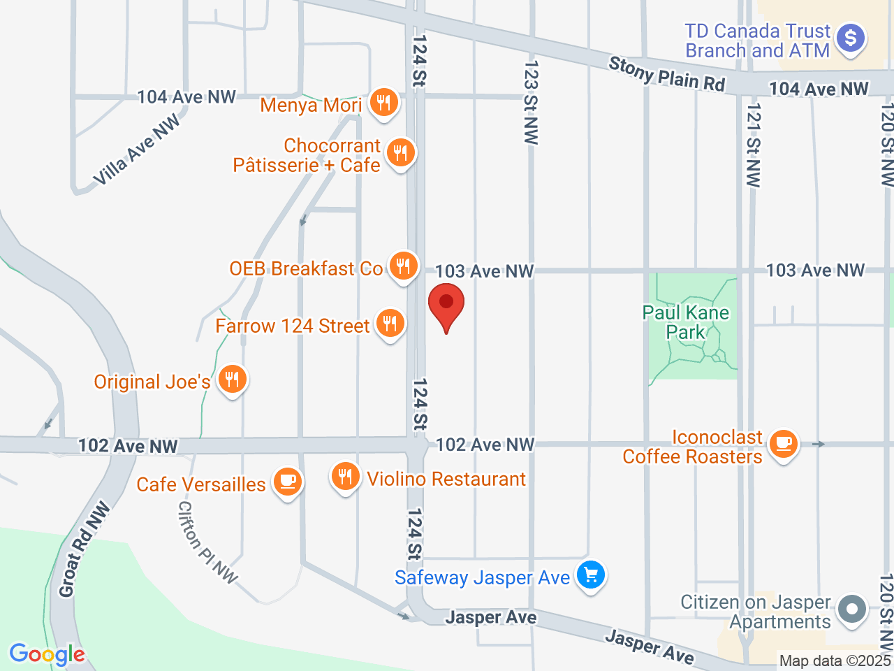 Street map for NUMO Cannabis Oliver, 1109-10235 124 Street NW, Edmonton AB