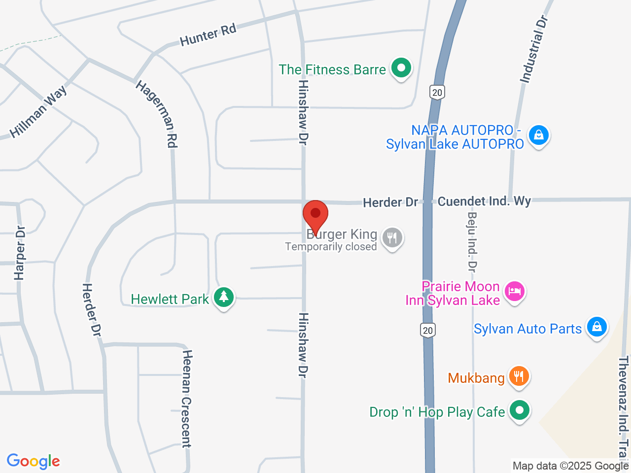 Street map for Oz Cannabis, 320-49 Hinshaw Dr, Sylvan Lake AB