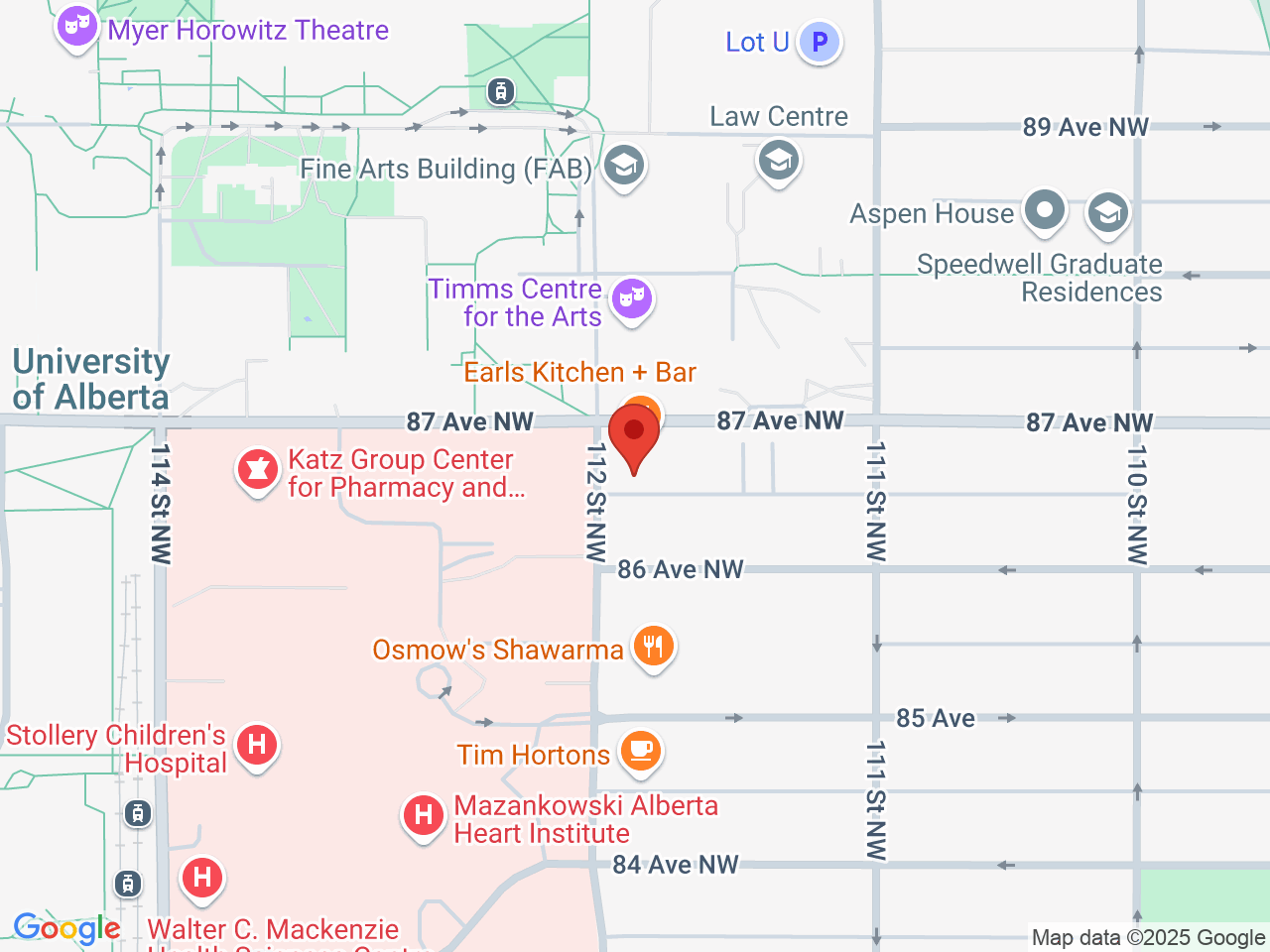 Street map for Prairie Records, 102-8623 112 St NW, Edmonton AB