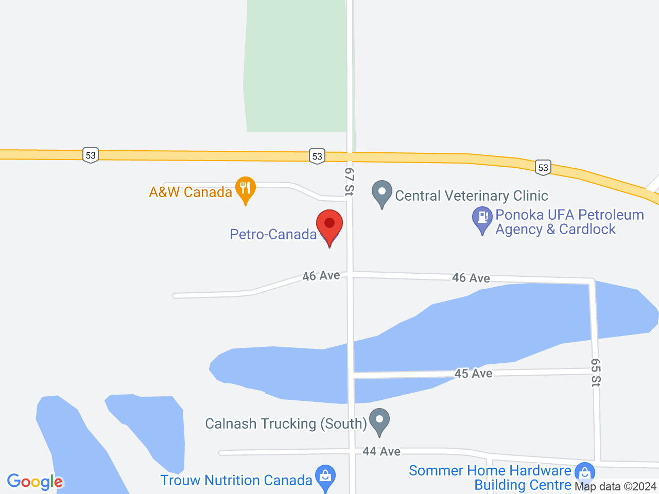 Street map for FOUR20 Ponoka, 160-6701 Highway 53, Ponoka AB