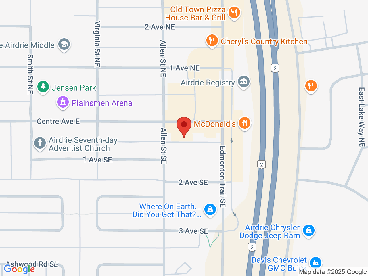 Street map for Quicksmoke Cannabis, 513 Centre Ave E #121, Airdrie AB