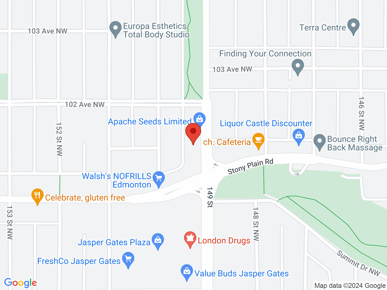 Street map for Select Cannabis, 10124 149 St, Edmonton AB