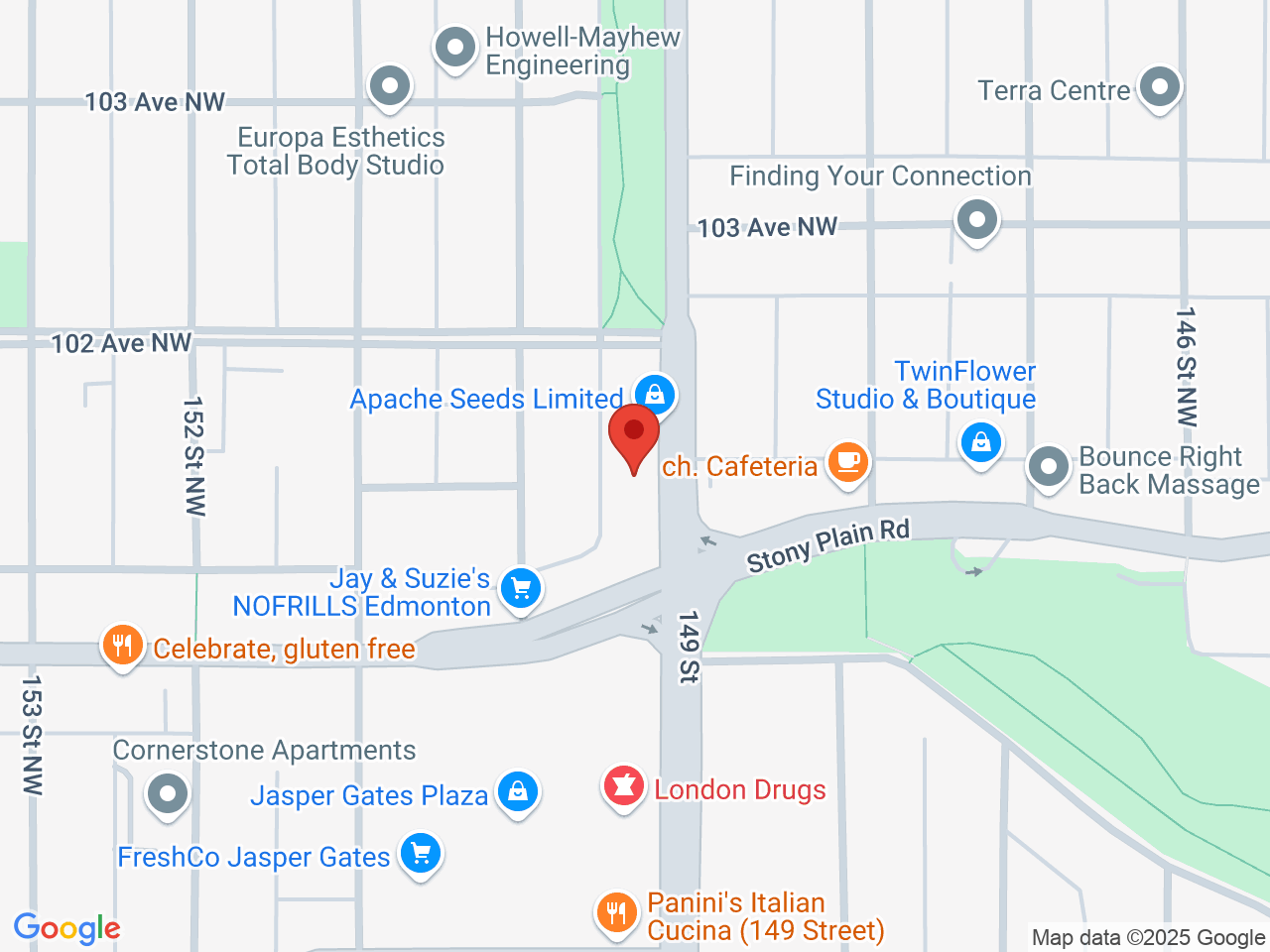 Street map for Select Cannabis, 10124 149 St, Edmonton AB