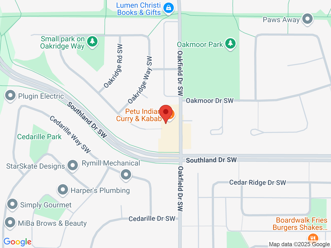 Street map for Oakridge Cannabis, 10015 Oakfield Dr SW #4, Calgary AB