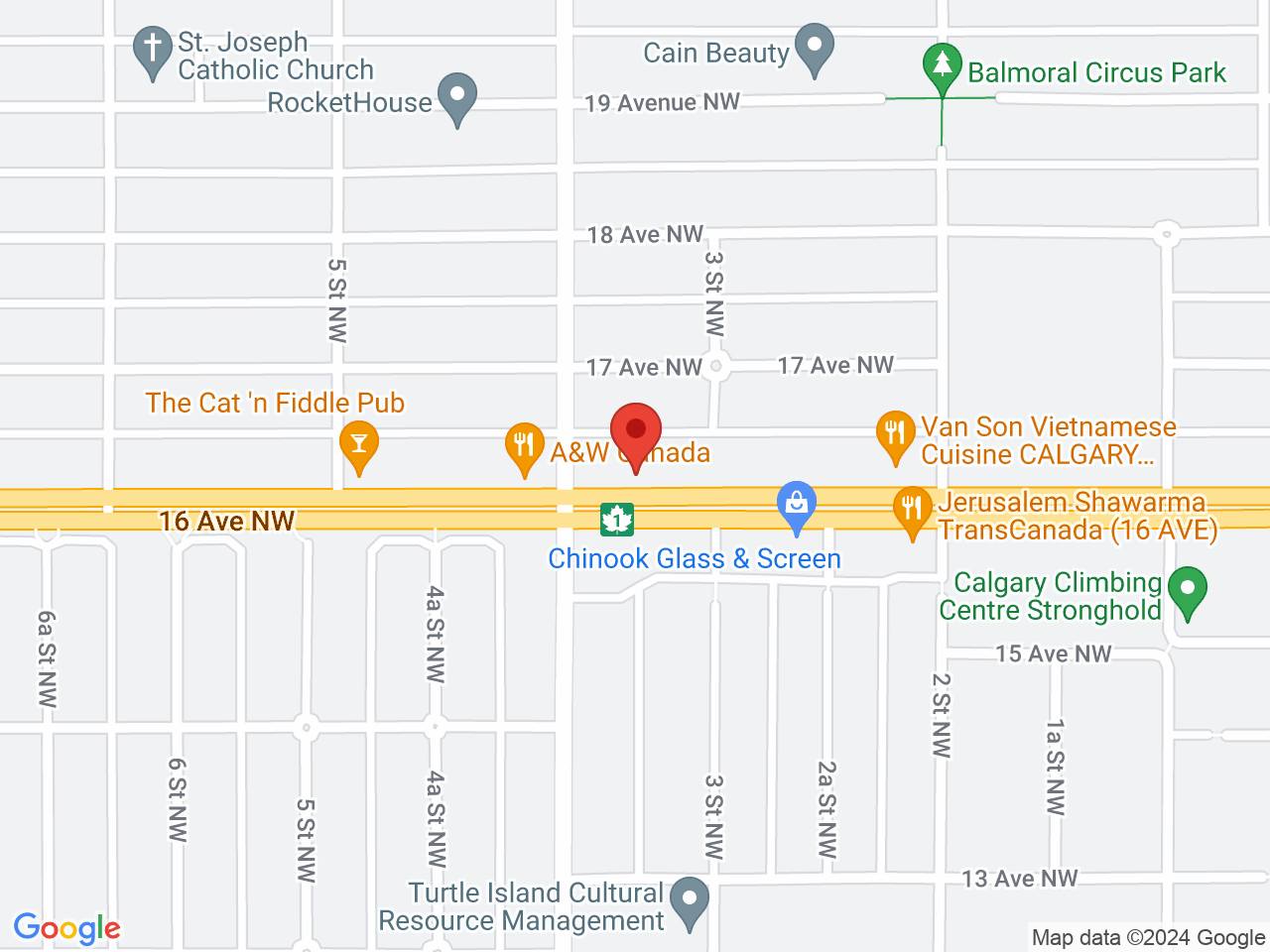 Street map for FOUR20 Mount Pleasant, 418 16 Avenue NW, Calgary AB