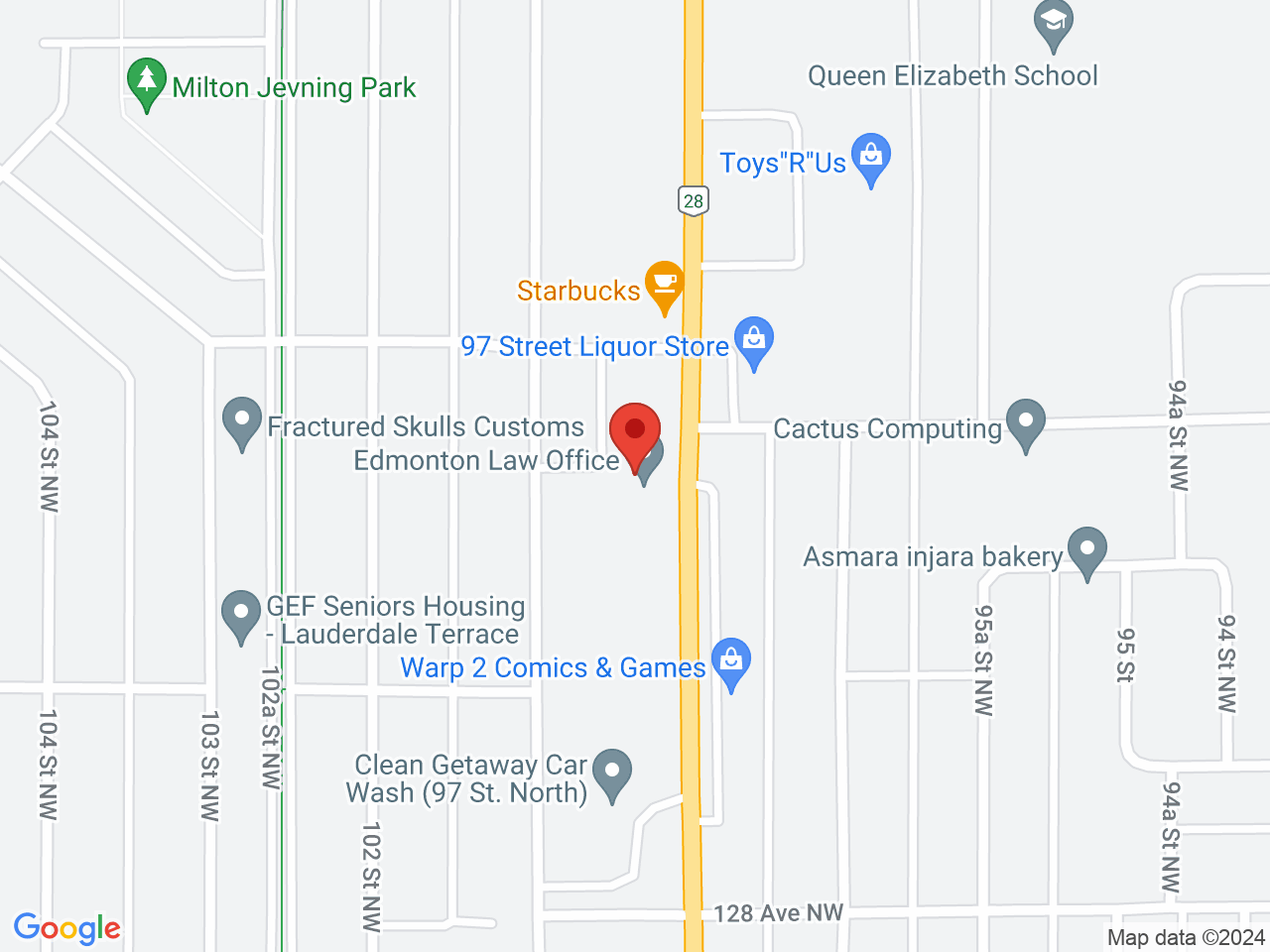 Street map for Uncle Sam's Cannabis, 12950 97 Street NW, Edmonton AB