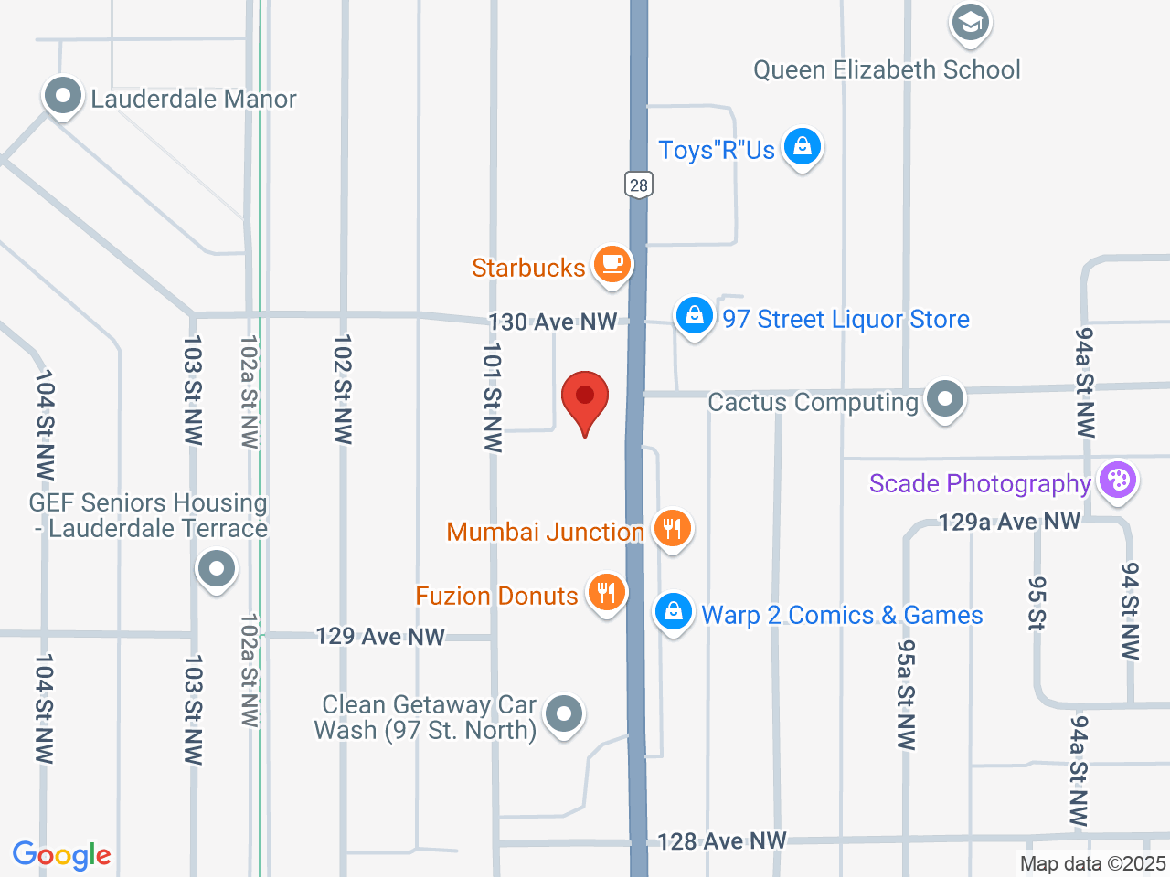 Street map for Uncle Sam's Cannabis, 12950 97 Street NW, Edmonton AB