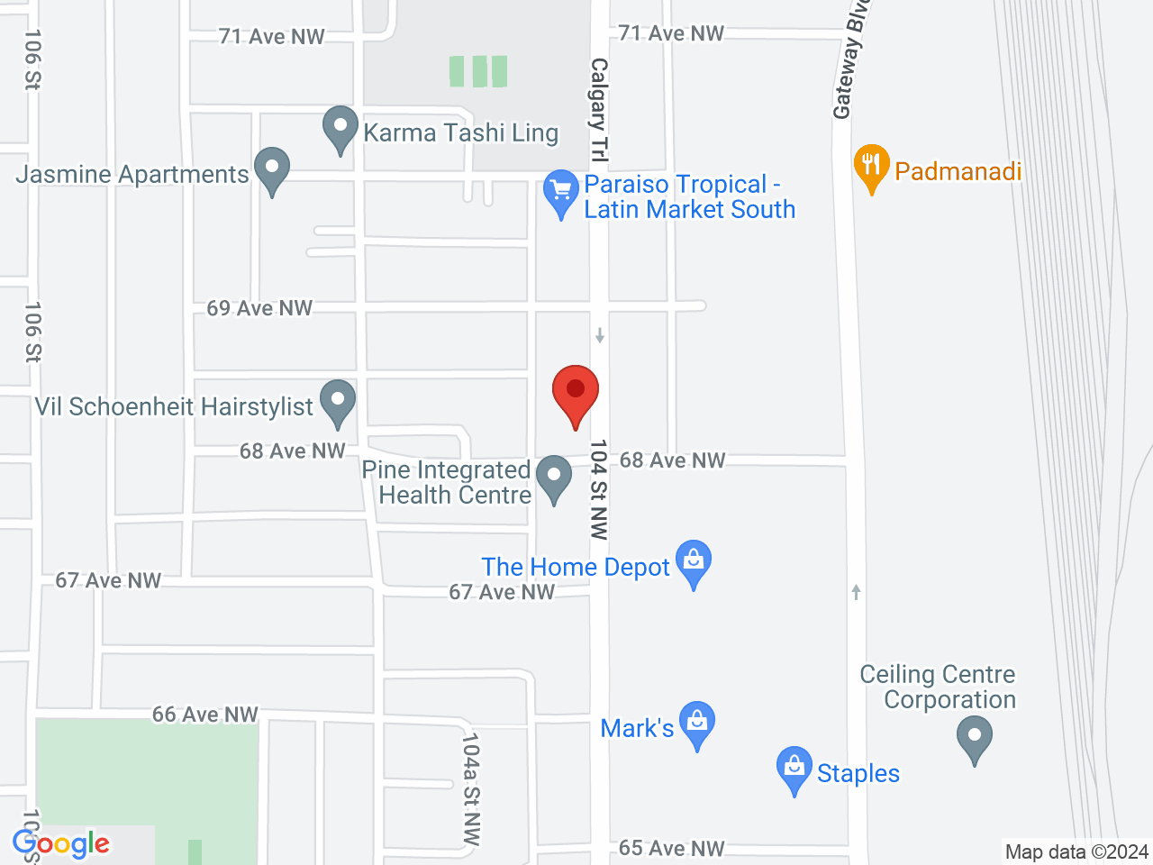 Street map for Uncle Sam's Cannabis, 10404 68 Ave NW, Edmonton AB