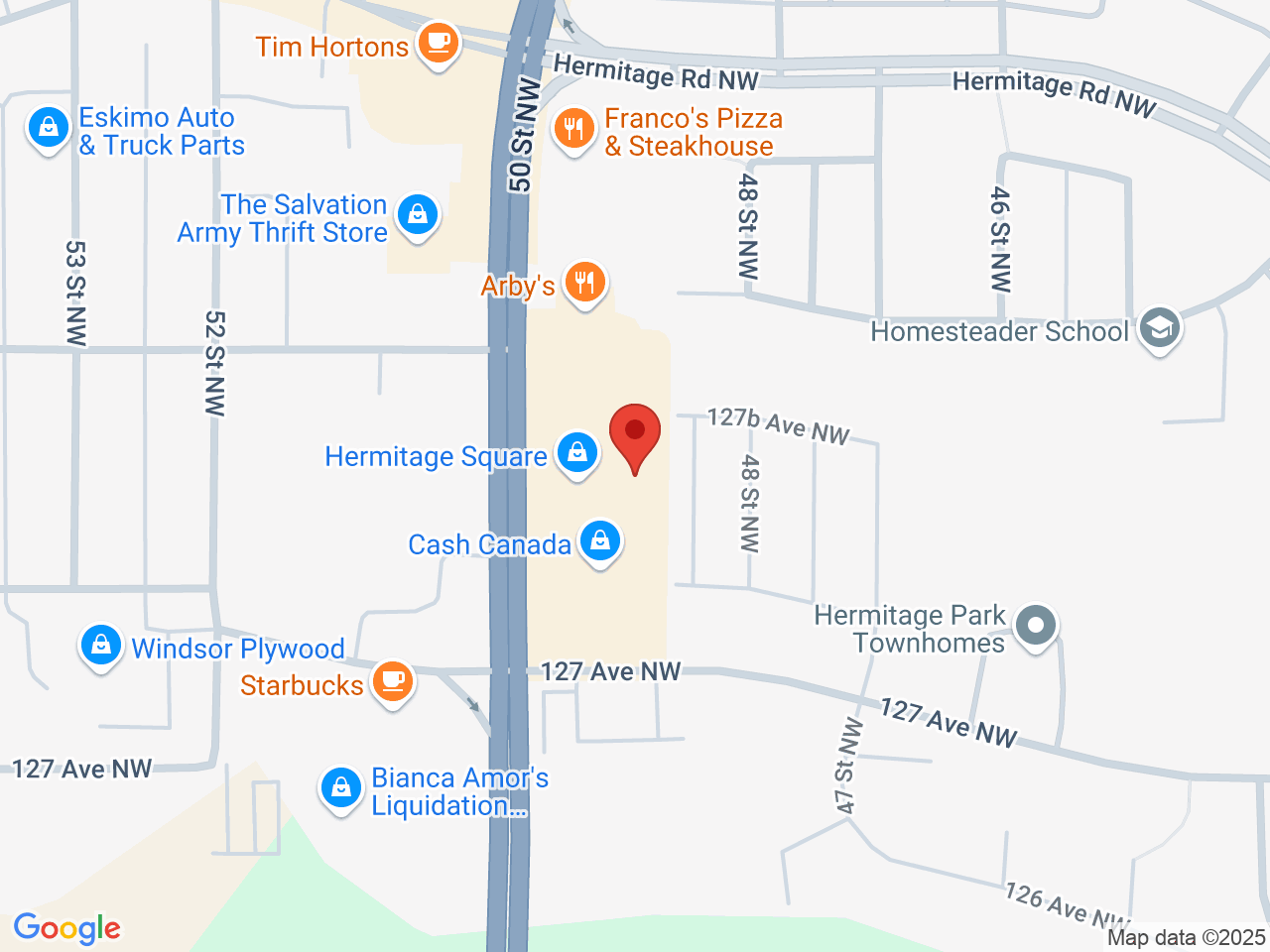 Street map for Uncle Sam's Cannabis, 12751 50 St NW, Edmonton AB