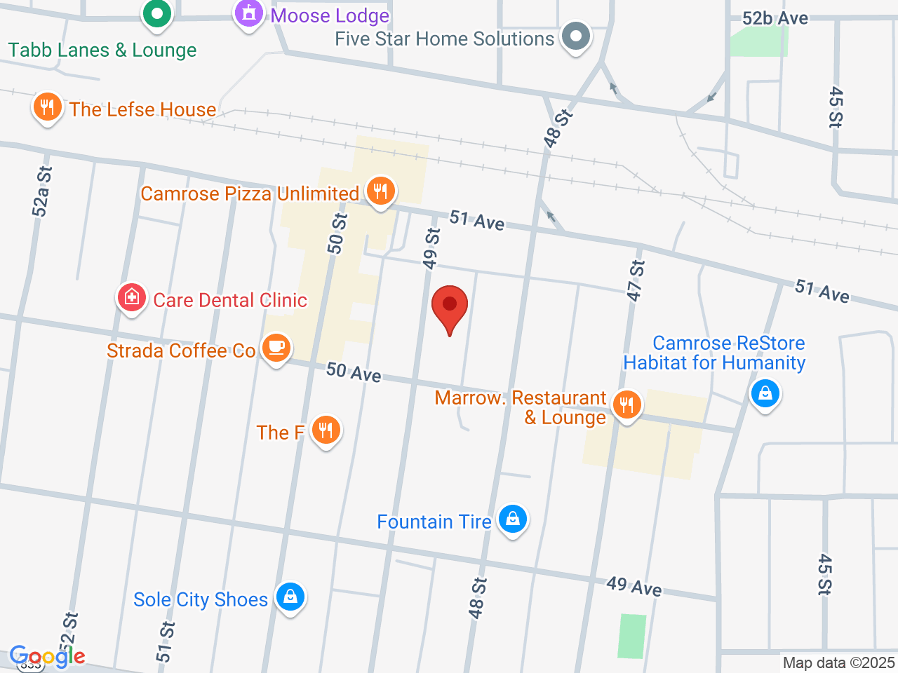 Street map for Lucky Buds, 5011 49 St, Camrose AB