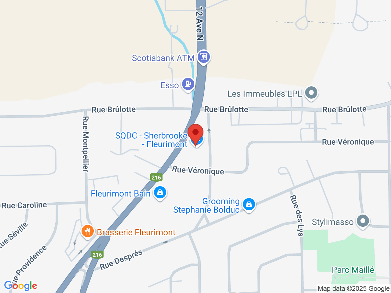 Street map for SQDC Fleurimont, 1482, 12e avenue, Sherbrooke QC