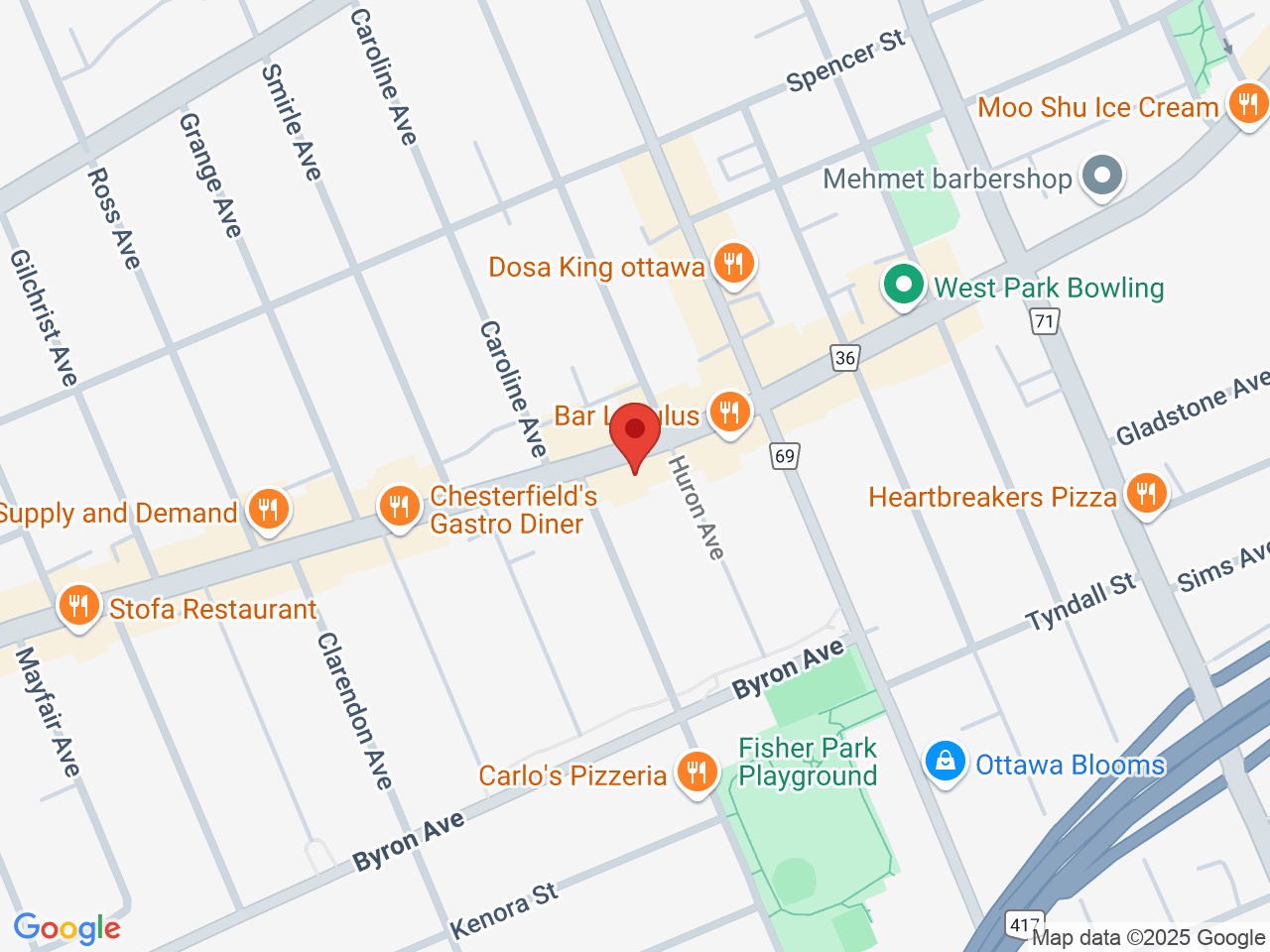 Street map for True North Cannabis Co., 1262 Wellington St. W, Ottawa ON