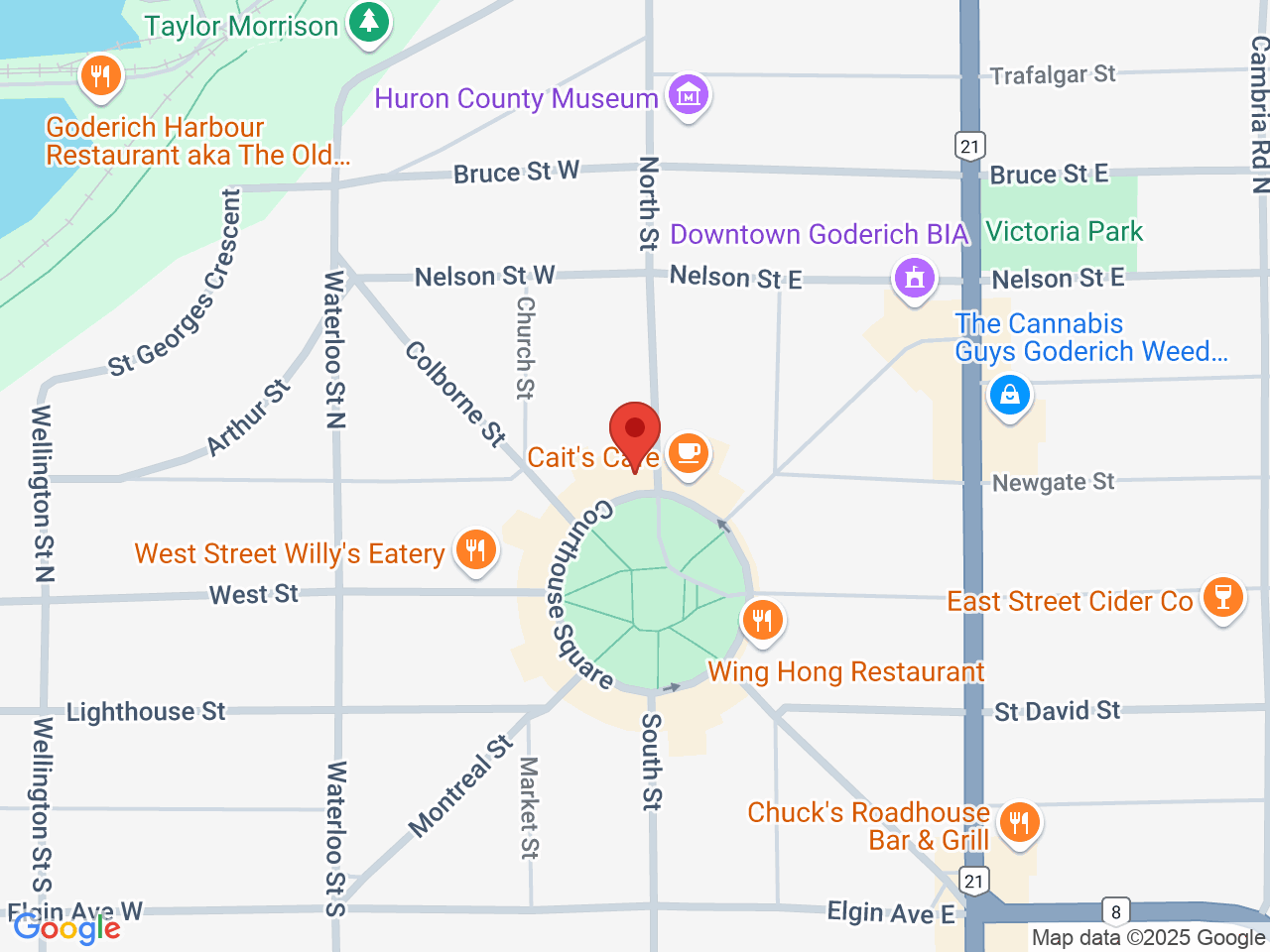 Street map for True North Cannabis Co., 4 Courthouse Square, Goderich ON