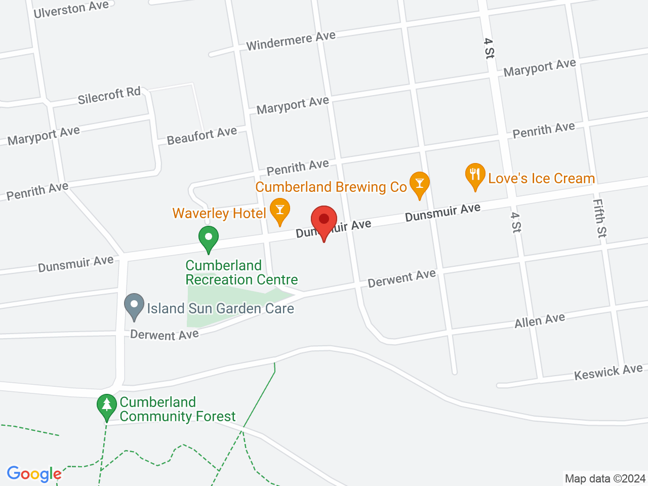 Street map for Comox Valley Cannabis Co, 2701 Dunsmuir Ave, Cumberland BC