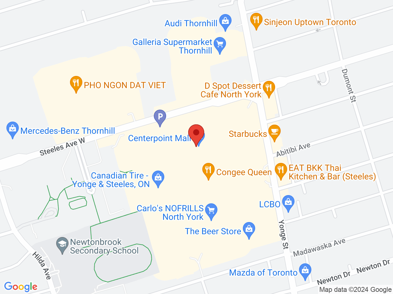 Street map for Ashario Cannabis Centerpoint Mall, 6464 Yonge St. Unit #187, North York ON
