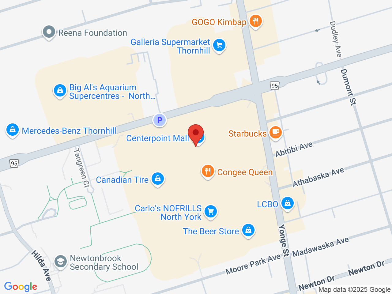 Street map for Ashario Cannabis Centerpoint Mall, 6464 Yonge St. Unit #187, North York ON