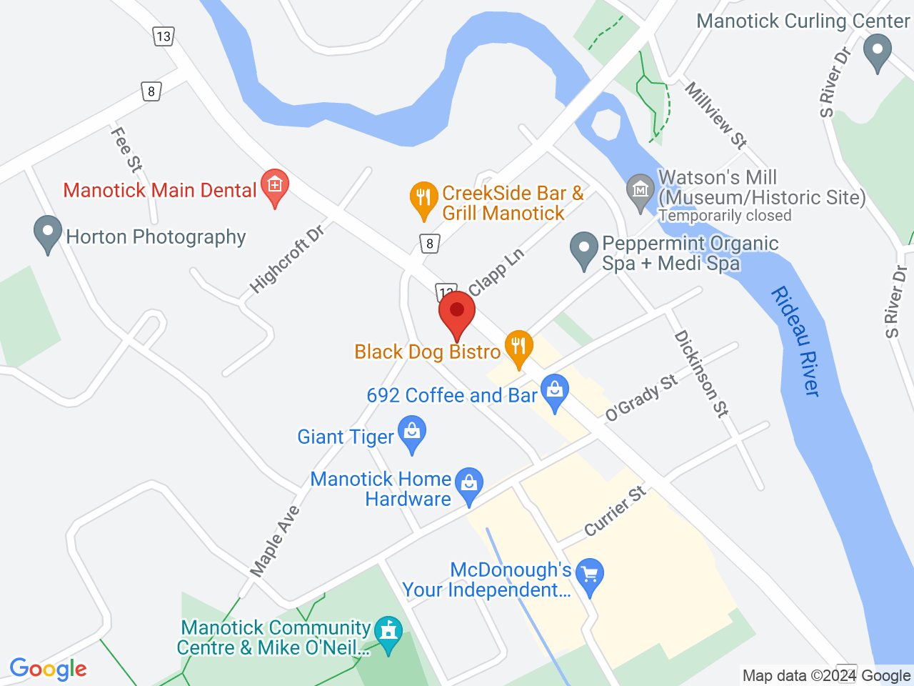 Street map for Bluebird Cannabis Co. Manotick, 5530 Manotick Main St Unit 1B, Ottawa ON