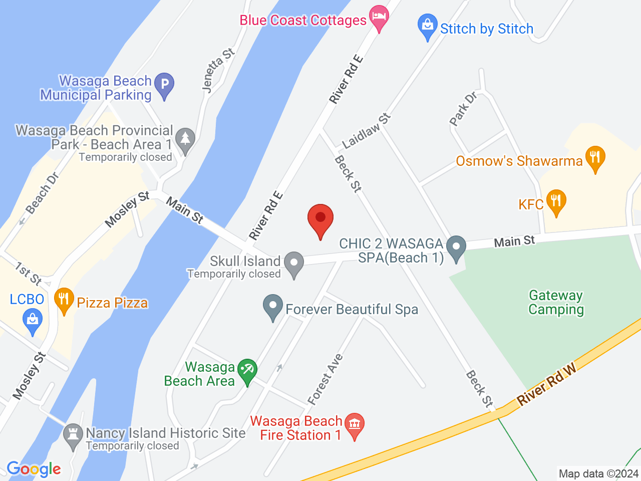 Street map for Cannabis Cove, 113 Main St, Wasaga Beach ON