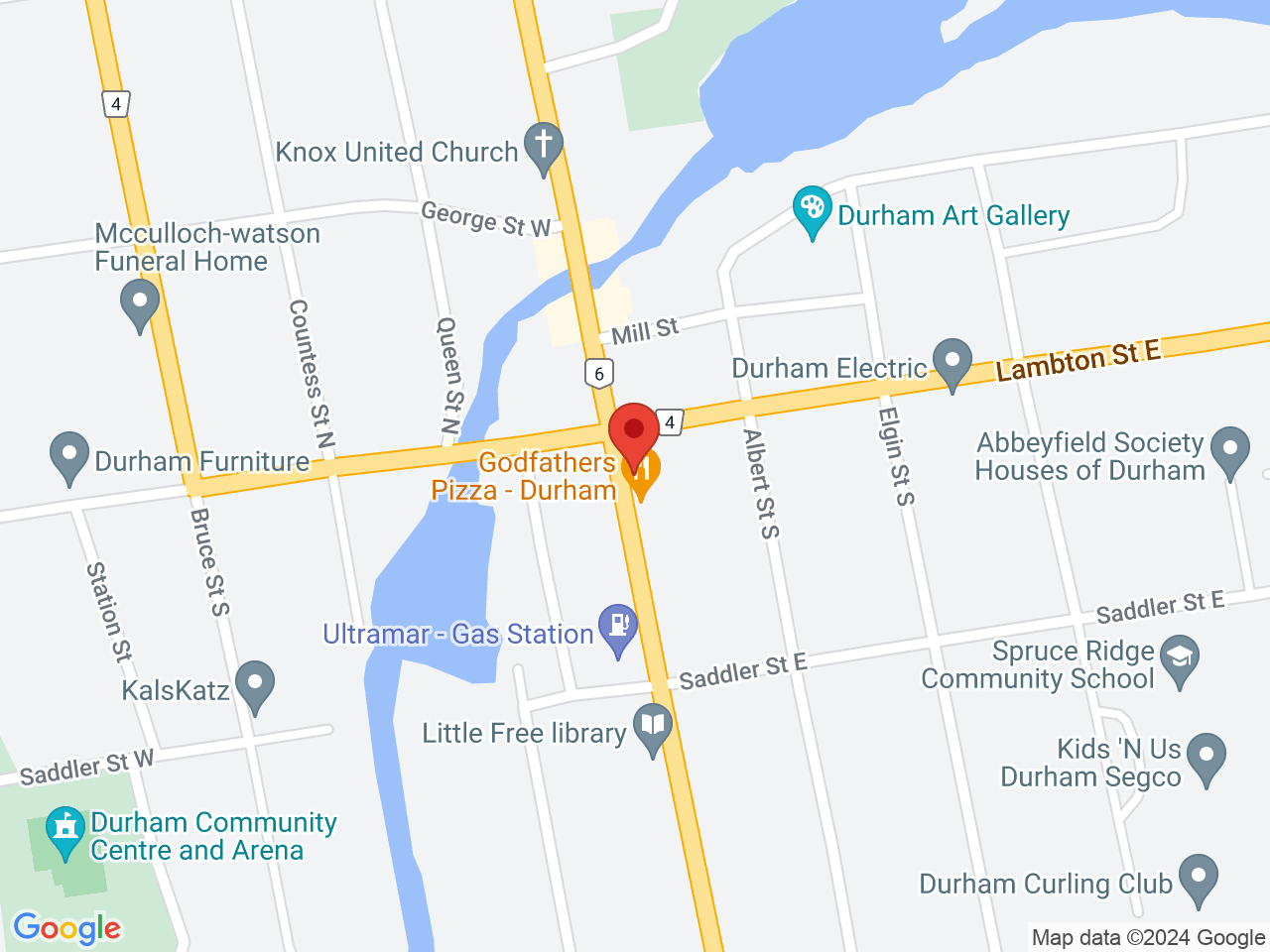 Street map for Cannabis Grey Bruce, 123 Garafraxa St S, Durham ON