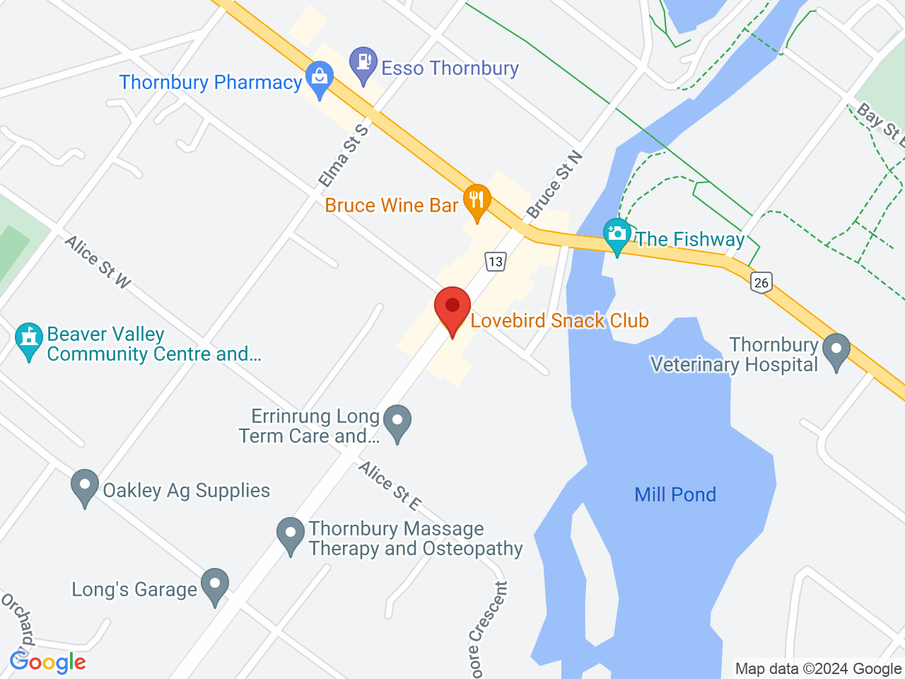 Street map for Dimes Cannabis, 49 Bruce St S, Thornbury ON