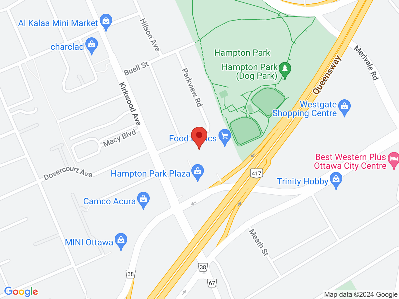 Street map for Hunny Pot Cannabis, 1395 Carling Ave, Ottawa ON