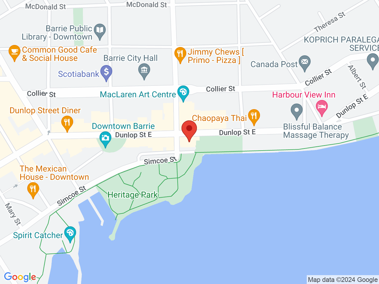 Street map for Endo Cannabis, 149 Dunlop St E, Barrie ON