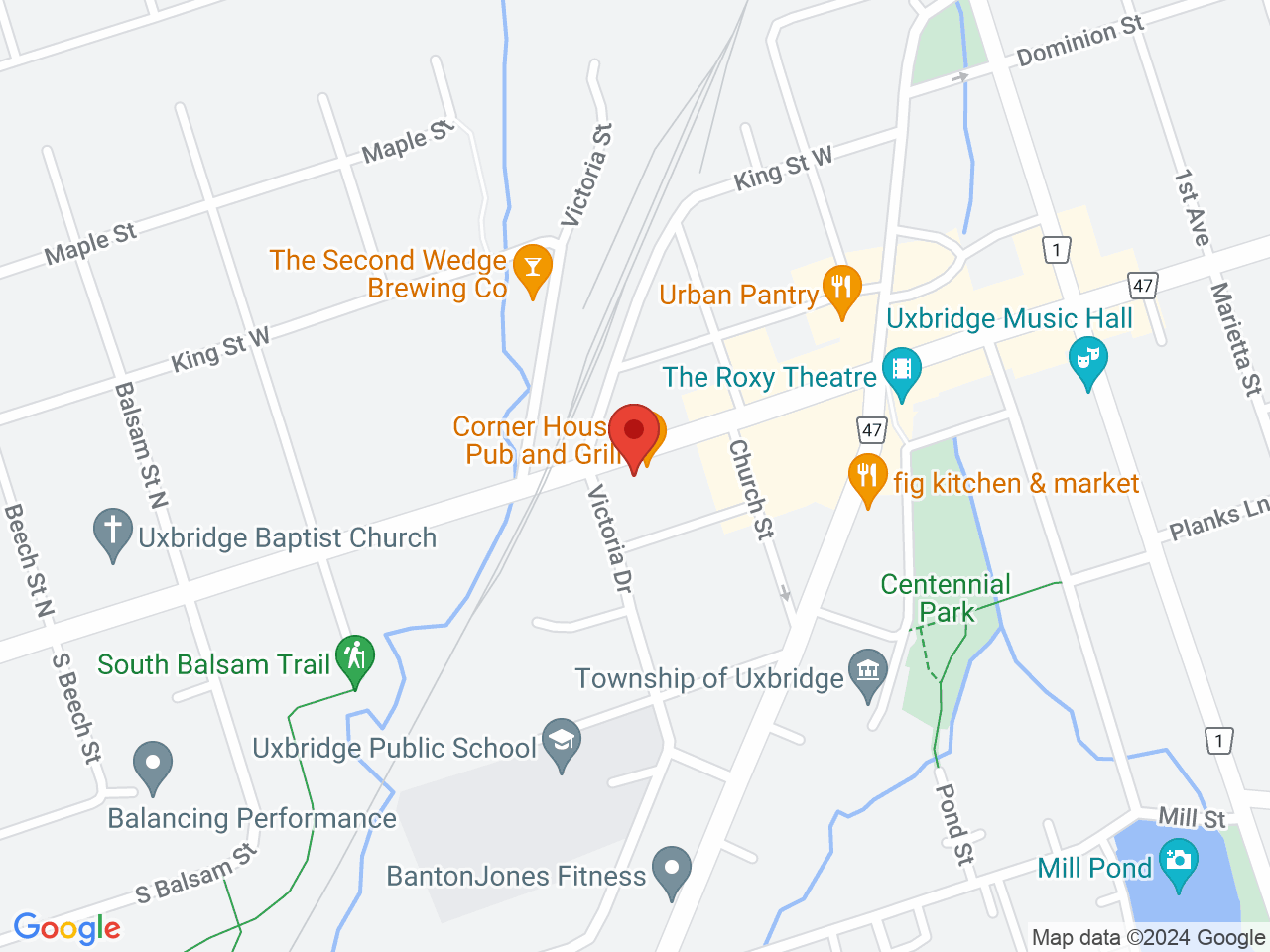Street map for Erbalist, 108 Brock St W, Uxbridge ON