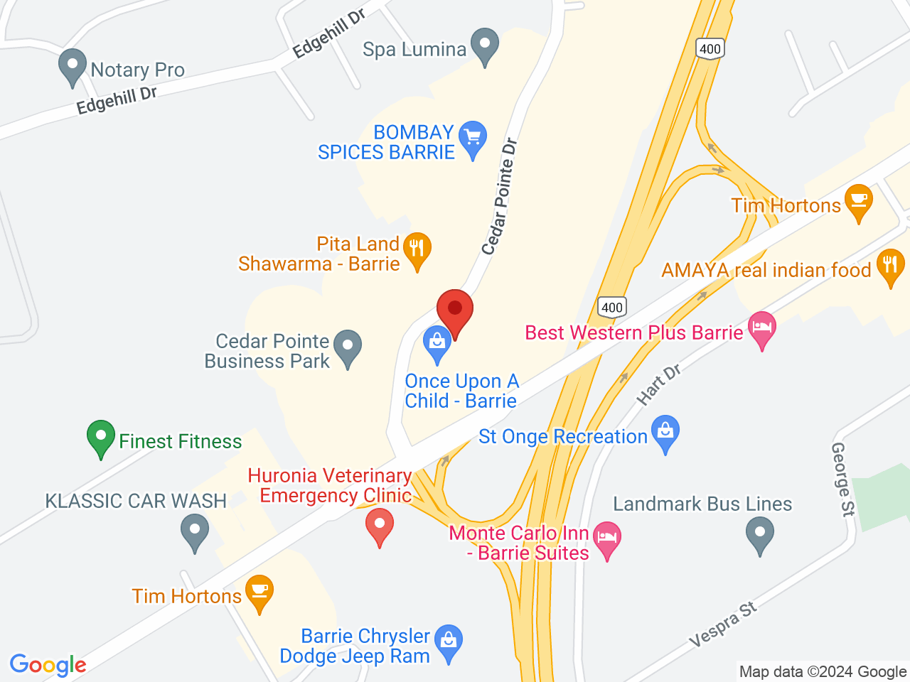Street map for Nexus Cannabis Co., 15 Cedar Pointe Dr, Barrie ON