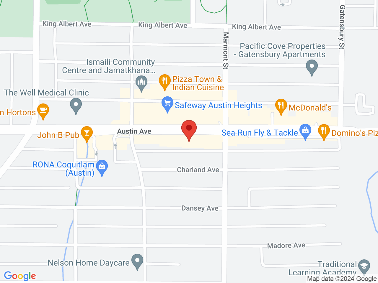 Street map for Northern Lights Cannabis, 1052-B Austin Ave, Coquitlam BC