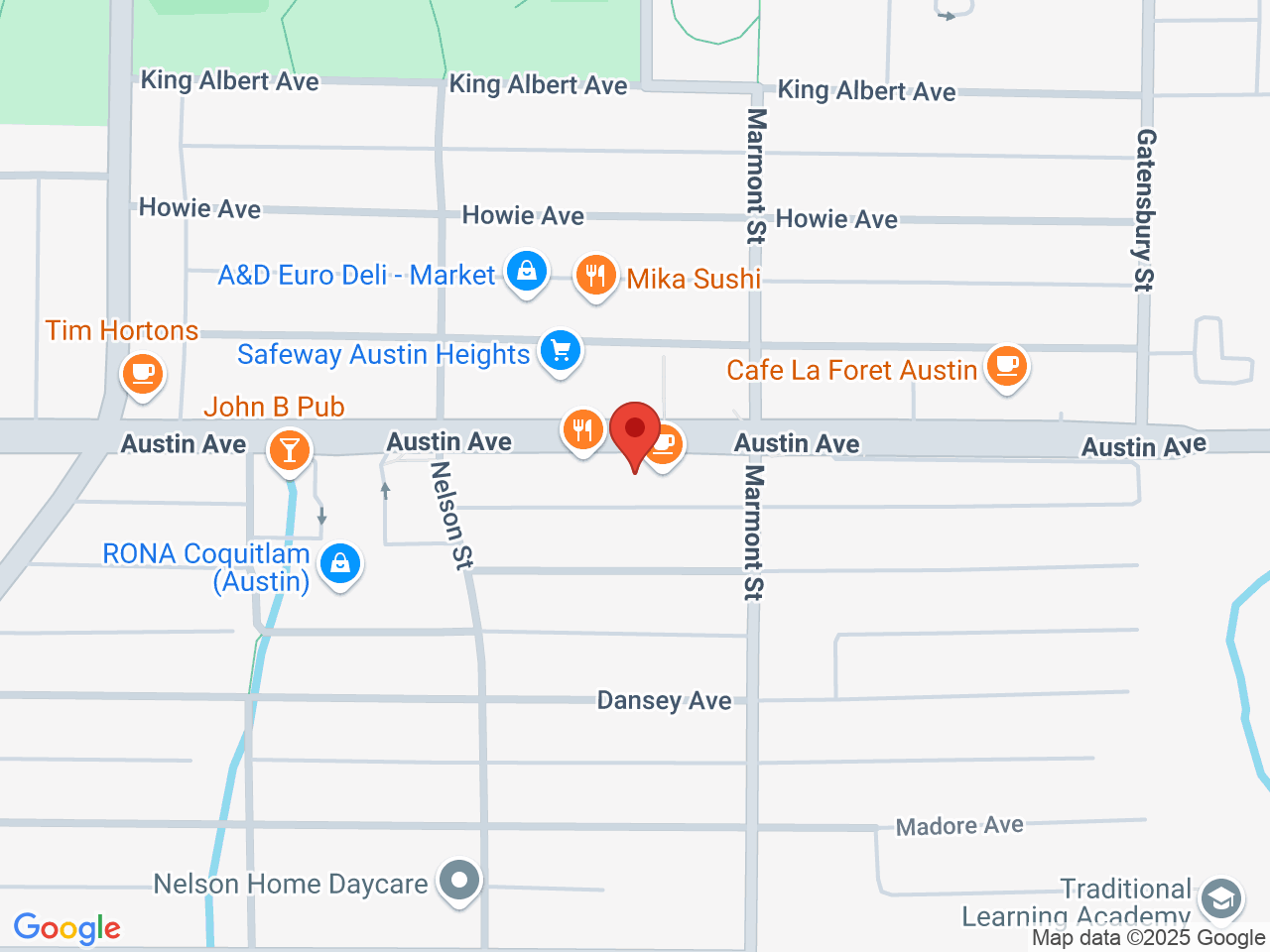 Street map for Northern Lights Cannabis, 1052-B Austin Ave, Coquitlam BC