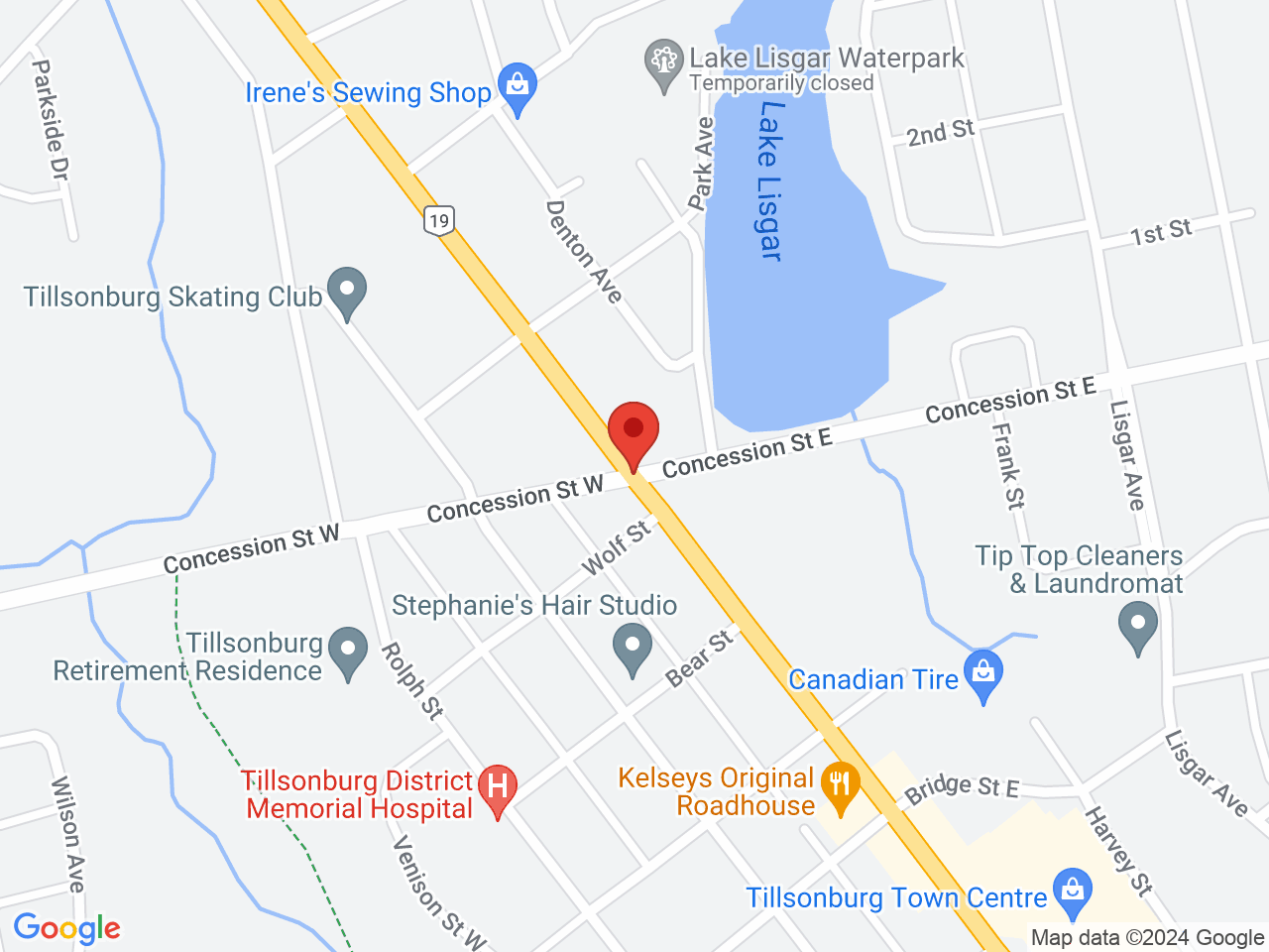 Street map for Grand Cannabis, 523 Broadway St, Tillsonburg ON