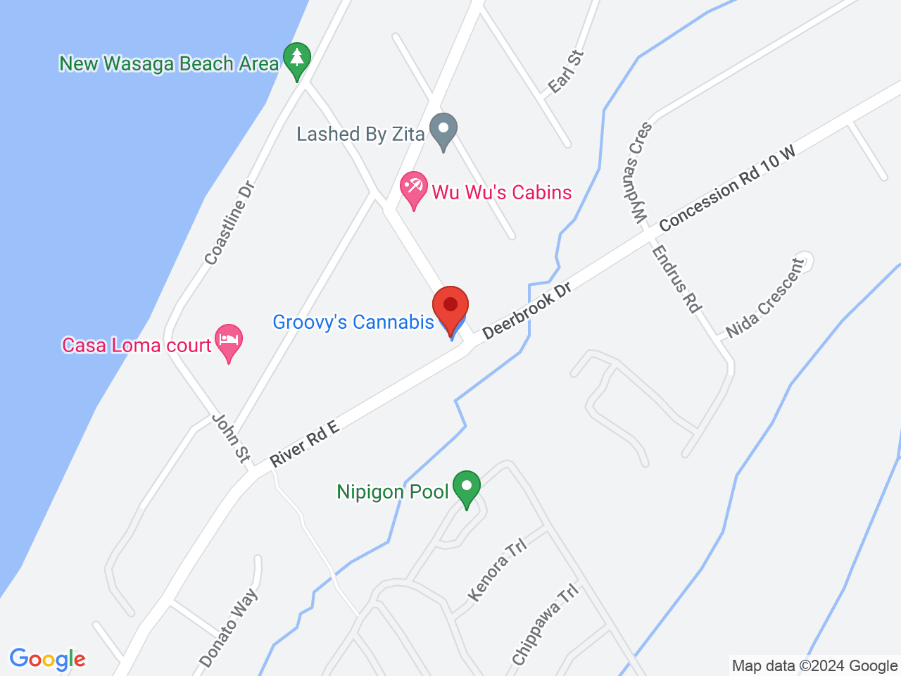 Street map for Groovy's Cannabis, 676 River Rd E, Wasaga Beach ON