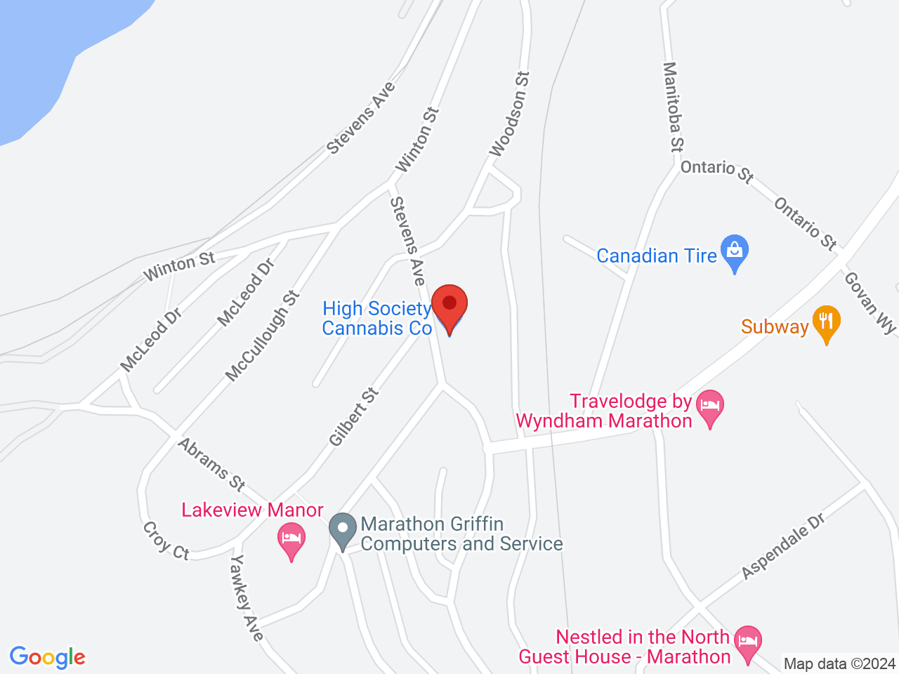 Street map for High Society, 13 Stevens Ave, Marathon ON