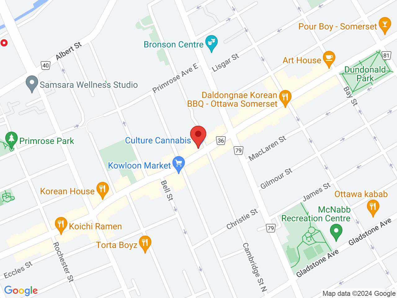 Street map for Electrical Banana, 693 Somerset St W, Ottawa ON
