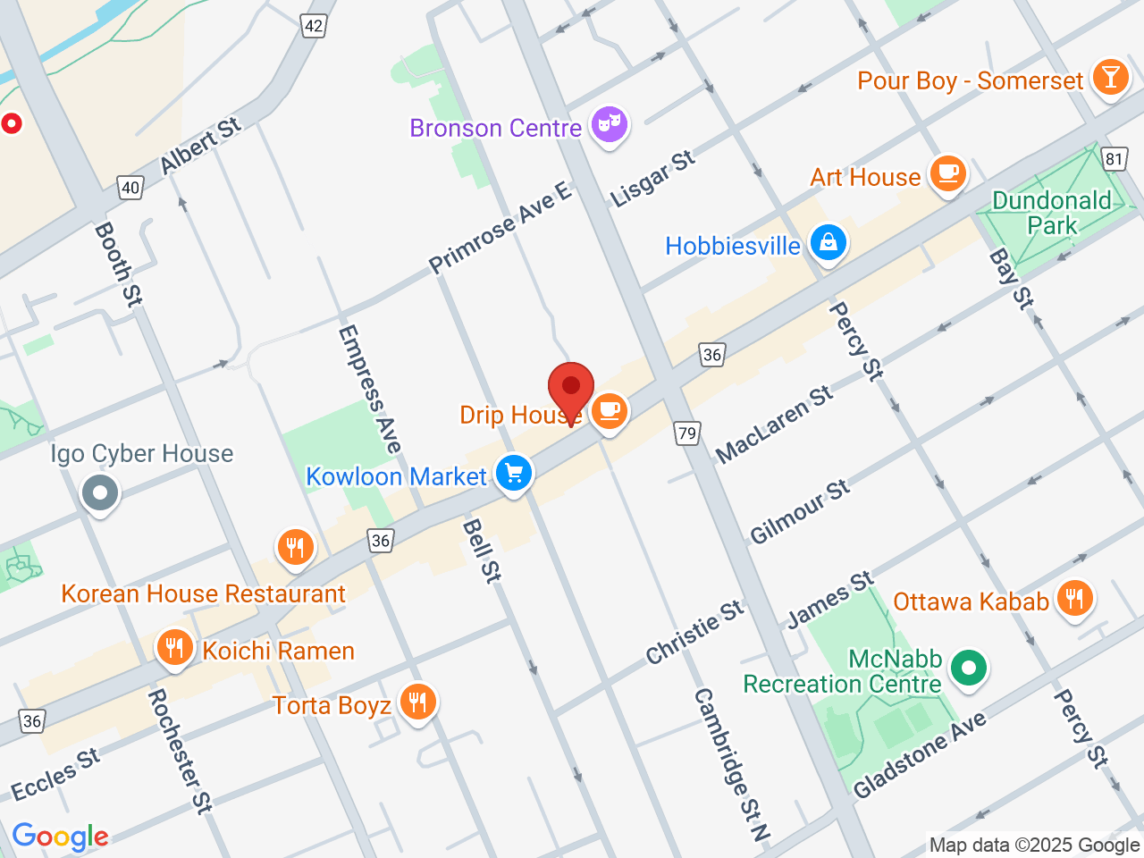 Street map for Electrical Banana, 693 Somerset St W, Ottawa ON