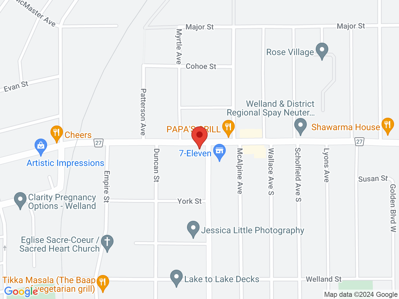 Street map for Garden City Cannabis Co, 469 East Main St, Welland ON