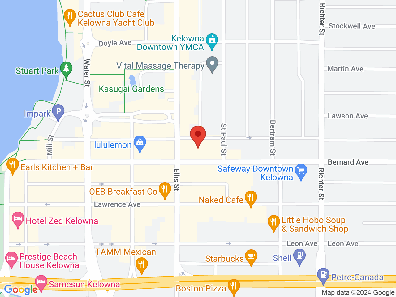 Street map for High Score Cannabis, 526 Bernard Ave, Kelowna BC