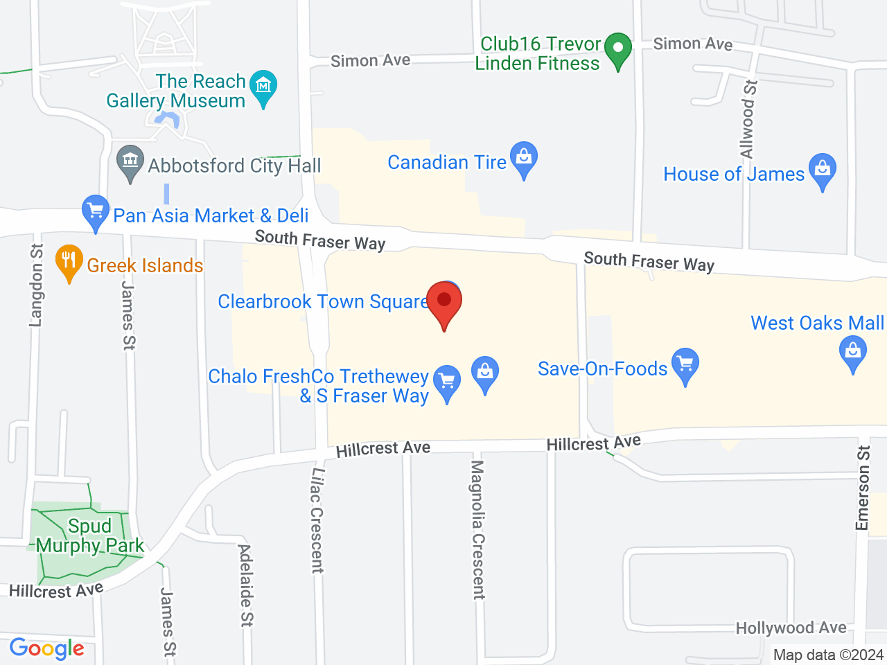 Street map for Inspired Cannabis Co., 32500 South Fraser Way Unit 180, Abbotsford BC