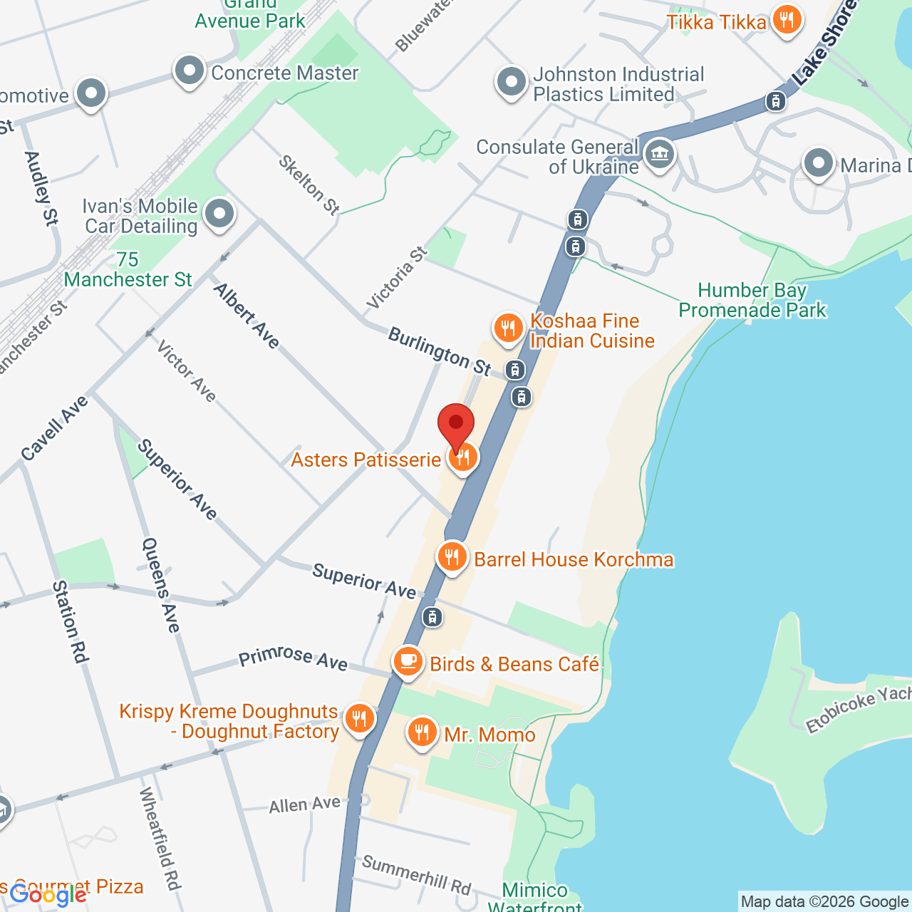 Street map for Jackpot Cannabis, 2348 Lake Shore Blvd W, Etobicoke ON